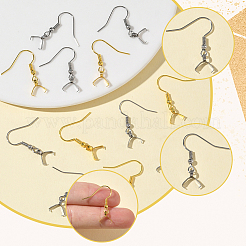 60Pcs 2 Colors 304 Stainless Steel Earring Hooks&nbsp;STAS-SC0010-73