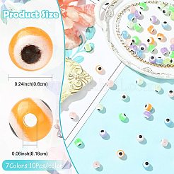 70Pcs 7 Colors Luminous & Printed Opaque Acrylic Beads&nbsp;LACR-FS0001-01