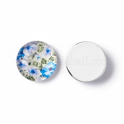 Half Round/Dome Floral Printed Glass Cabochons&nbsp;GGLA-A002-10mm-UU