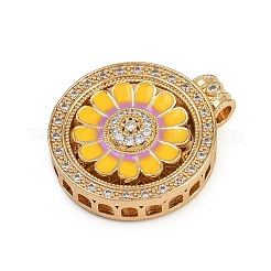 Brass Micro Pave Cubic Zirconia Rotating Pendants&nbsp;KK-P332-02A-G