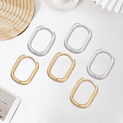 6 Pairs 2 Colors 304 Stainless Steel Oval Hoop Earrings&nbsp;EJEW-BBC0002-37B