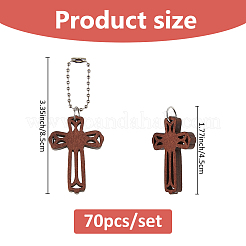 70Pcs Cross Wood Pendant Decorations&nbsp;HJEW-FH00123