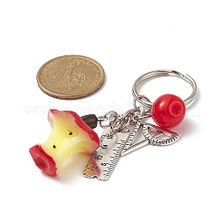 Red Apple & Triangular Ruler Resin & Alloy Pendant Keychain&nbsp;KEYC-TA00004