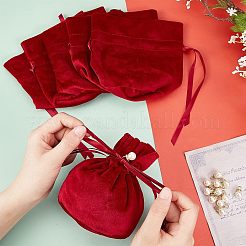 Velvet Jewelry Bags with Drawstring & Plastic Imitation Pearl&nbsp;TP-NB0001-20A