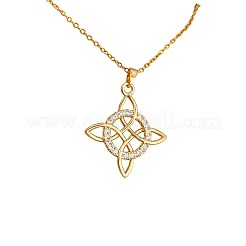 Brass Micro Pave Clear Cubic Zirconia Viking Knot Pendant 304 Stainless Steel Cable Chain Necklaces for Women&nbsp;WG5818B-03