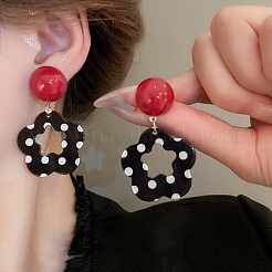 Flower Alloy Acrylic Dangle Stud Earrings&nbsp;FS-WG2BA3C-01