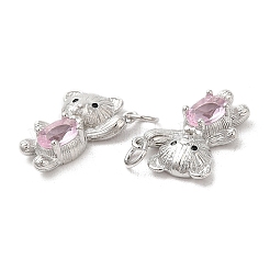 Brass & Glass & Cubic Zirconia Pendants&nbsp;KK-G468-64P