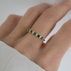 925 Sterling Silver Micro Pave Green Cubic Zirconia Finger Rings&nbsp;FS-WG746A1-02