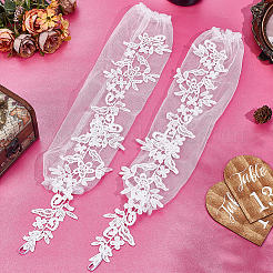 Flower Pattern Polyester Lace Long Fingerless Gloves&nbsp;AJEW-WH0348-695B