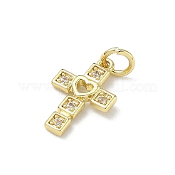 Brass Micro Pave Clear Cubic Zirconia Pendants&nbsp;KK-P350-02A-G