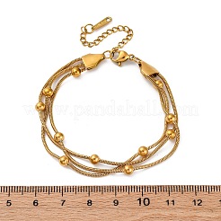 Stainless Steel Multi-strand Ball Bracelets&nbsp;BJEW-L687-01G