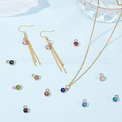24Pcs 12 Colors Ion Plating(IP) Rose Gold Plated 304 Stainless Steel Rhinestone Pendants&nbsp;STAS-UN0050-52