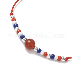 3Pcs 3 Colors Independence Day Glass Seed Beads Braided Bead Bracelets&nbsp;BJEW-MZ00179