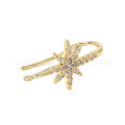 Brass Micro Pave Clear Cubic Zirconia Hoop Earring Findings&nbsp;LS-KK-H521-01G