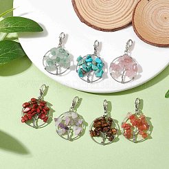 Tree of Life Wire Wrapped Natural Mixed Gemstone Pendant Decorations&nbsp;HJEW-JM01876