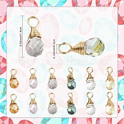 10Pcs Glass Pendants&nbsp;PALLOY-YW00130-01