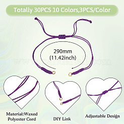 30Pcs 10 Colors Waxed Polyester Cord Braided Bracelet Making&nbsp;BJEW-TA00653