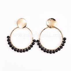 Natural Obsidian Dangle Earrings&nbsp;EJEW-JE03327-02