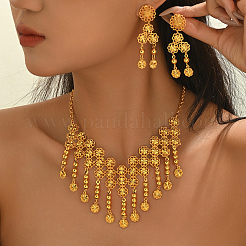 Alloy Hollow Flower Tassels Stud Dangle Earrings & Necklaces Sets for Women&nbsp;IF2968