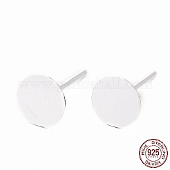 925 Sterling Silver Round Flat Pad Stud Earring Findings&nbsp;STER-T002-201S