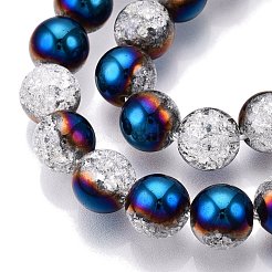 Electroplated Crackle Glass Beads Strands&nbsp;EGLA-N014-10mm-05