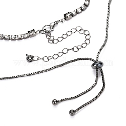 Alloy Rhinestone Pendant Necklaces & Adjustable Slider Necklaces Sets&nbsp;NJEW-Z012-03B