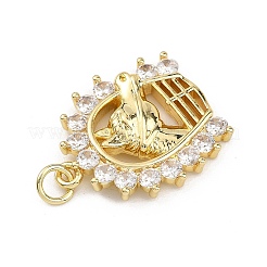 Brass Micro Pave Clear Cubic Zirconia Pendants&nbsp;KK-B177-05B-G