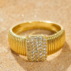 Brass Micro Pave Clear Cubic Zirconia Finger Rings&nbsp;FS-WGEE21A-01