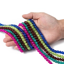 20 Colors Spray Painted Crackle Glass Beads Strands&nbsp;CCG-X0012-01-8mm