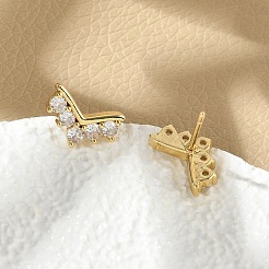 Brass Micro Pave Clear Cubic Zirconia Stud Earrings&nbsp;EJEW-R016-26G-06