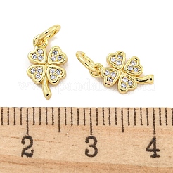 Rack Plating Brass Micro Pave Clear Cubic Zirconia Charms&nbsp;KK-Q814-08G