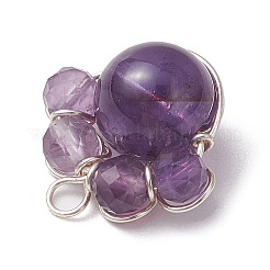 4Pcs 4 Styles Copper Wire Wrapped Natural & Synthetic Mixed Gemstone Faceted Beaded Pendants&nbsp;PALLOY-TA00168-02