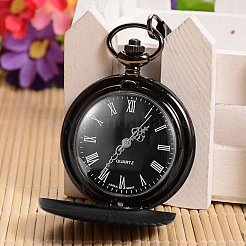 Openable Flat Round Alloy Pendant Pocket Watches&nbsp;WACH-D046
