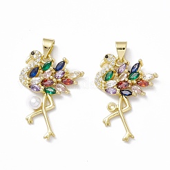 Rack Plating Brass Micro Pave Colorful Cubic Zirconia Charms&nbsp;ZIRC-C041-15G