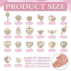 60Pcs 20 Styles Alloy Rhinestone Pendants&nbsp;FIND-PH0027-87