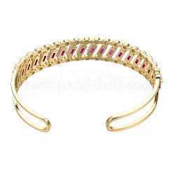 Cubic Zirconia Rectangle Open Cuff Bangle&nbsp;BJEW-N014-025D