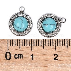 Synthetic Turquoise Half Round Charms&nbsp;STAS-L022-399P-07