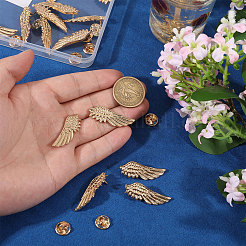 12 Pairs Wing Alloy Brooches&nbsp;JEWB-CA0001-82