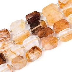 Natural Yellow Hematoid Quartz/Golden Healer Quartz Beads Strands&nbsp;G-T138-26A-03
