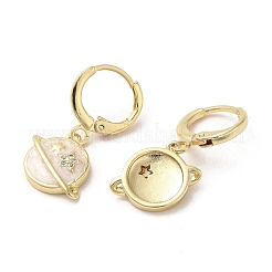 Planet Real 18K Gold Plated Brass Dangle Leverback Earrings&nbsp;EJEW-L268-034G-03