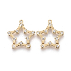 316 Surgical Stainless Steel Micro Pave Clear Cubic Zirconia Charms&nbsp;STAS-I164-033G