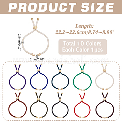 10Pcs 10 Colors Twisted Nylon Cord Silder Bracelets&nbsp;DIY-ME0001-10