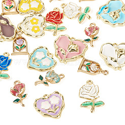 20Pcs 5 Styles Rack Plating Alloy Enamel Pendants&nbsp;ENAM-TA0003-32