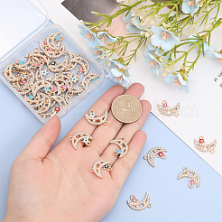 40Pcs 5 Colors Moon Alloy Enamel Connector Charms&nbsp;ENAM-CA0001-55