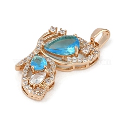 Brass Micro Pave Clear Cubic Zirconia Pendants&nbsp;RGLA-M002-06G