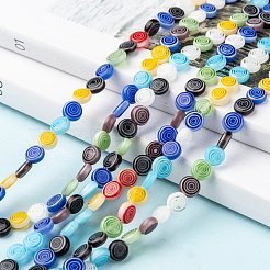 Flat Round Handmade Millefiori Glass Beads&nbsp;LK-R004-51