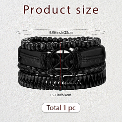 1Pc Cowhide & Imitation Leather Cord Knitted Multi-strand Bracelets&nbsp;AJEW-GF0011-50D