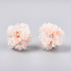 Polymer Clay Rhinestone Beads with Embossed Resin Roses&nbsp;RESI-T059-01A-03