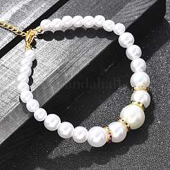 Round ABS Imitation Pearl Beads Bracelets for Women&nbsp;BJEW-B124-01G