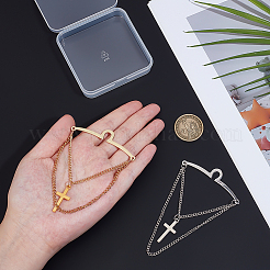 2Pcs 2 Colors Brass Men's Cross Pendant Tie Chain&nbsp;AJEW-PH0008-06